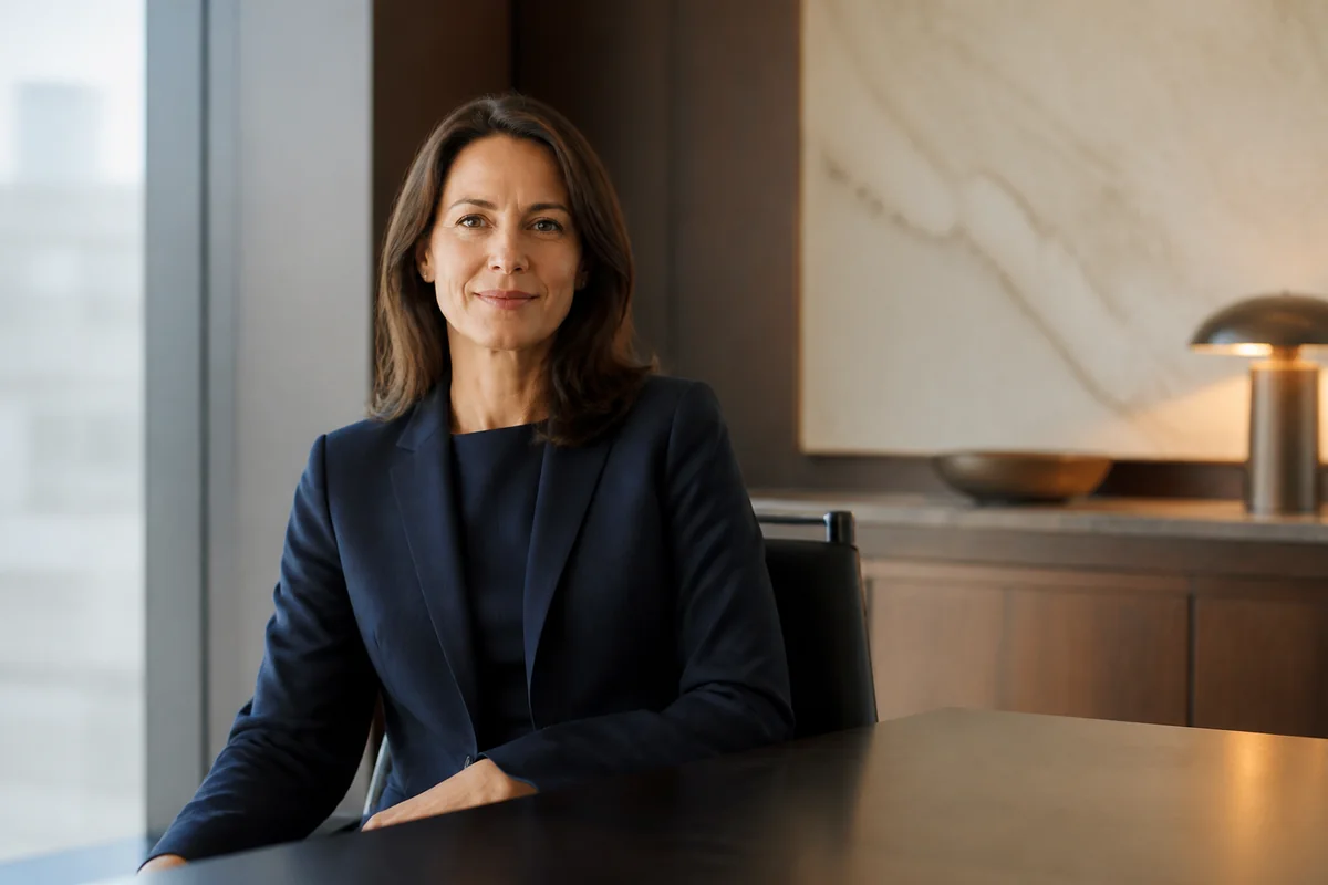 Executive businesswoman in a private office setting.